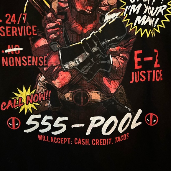NWOT Marvel Deadpool “Mercenary for Hire” Unisex Medium Black - Picture 4 of 8